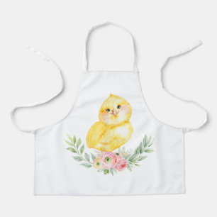 Little Chick with Flowers Kids  Apron