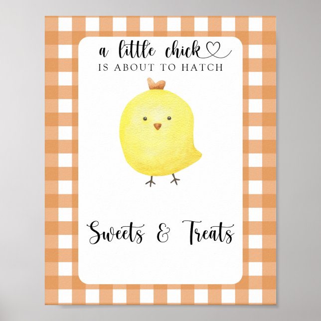 Little chicken - sweets and treats baby shower poster (Front)