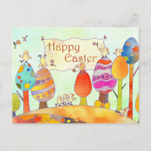 Little Chicks in Easter Land Holiday Postcard