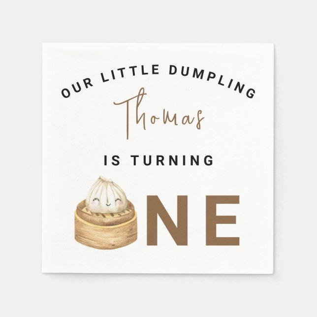 Little Chinese dumpling first Birthday Party  Napkin (Front)