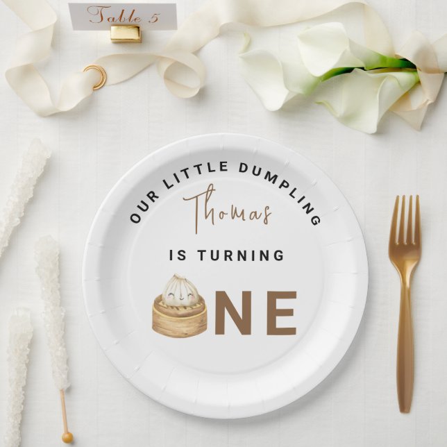 Little Chinese dumpling first Birthday Party  Paper Plate (Wedding)