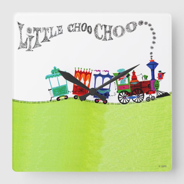 Little Choo Choo Square Wall Clock (Front)