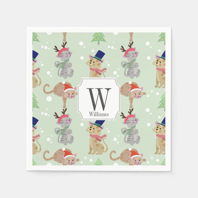 Little Christmas classy cats Design Napkin (Front)