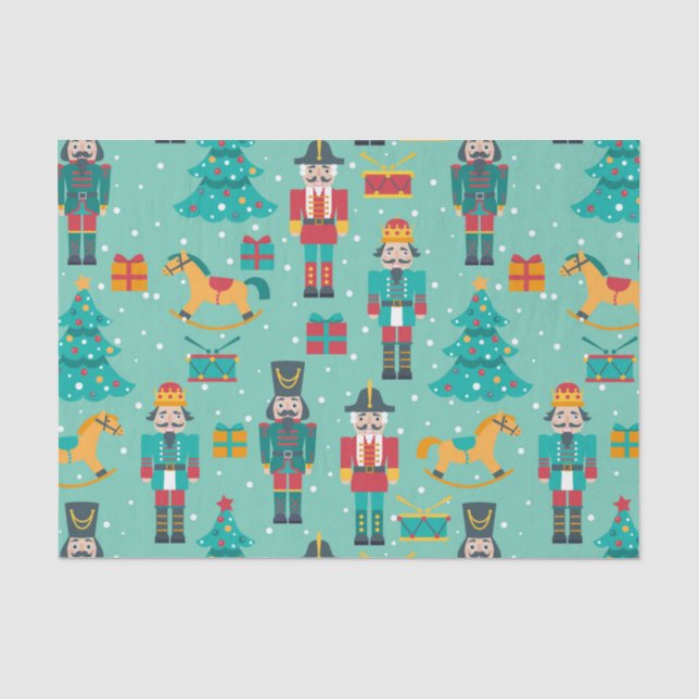 Little Christmas Festive Nutcrackers Tissue Paper (Front)