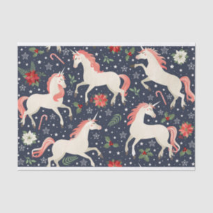 Little Christmas Festive Unicorns Tissue Paper