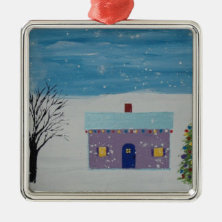 Little Christmas House Metal Ornament