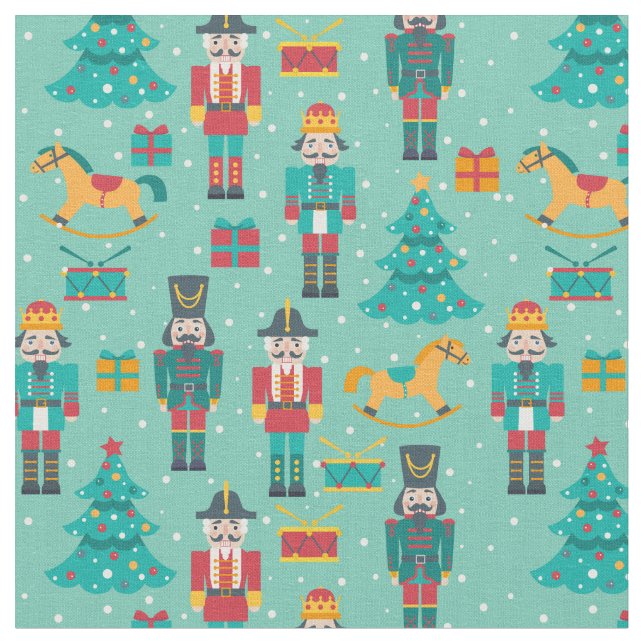 Little Christmas Nutcrackers Fabric (Close Up)