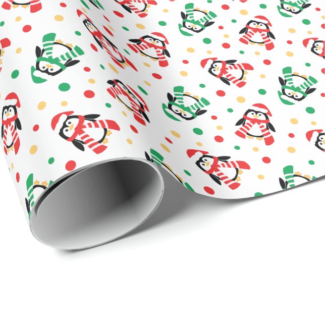 Little Christmas Penguins Cute Childrens Wrapping Paper (Roll Corner)
