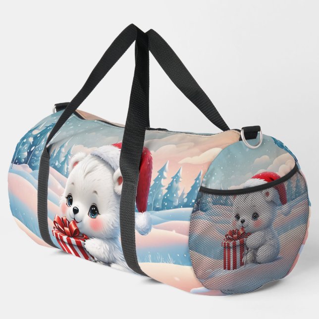 Little Christmas polar bear  Duffle Bag (Right Corner)