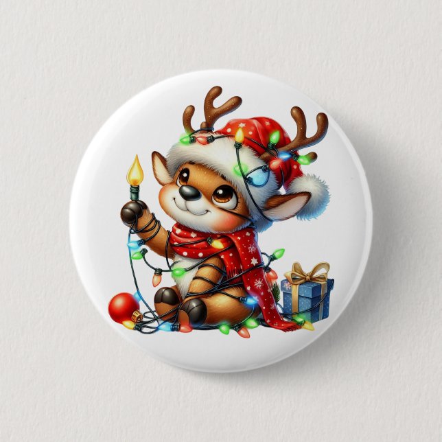 Little Christmas Reindeer  2 Inch Round Button (Front)
