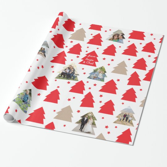 Little Christmas Trees Custom Photo Gift Wrap
