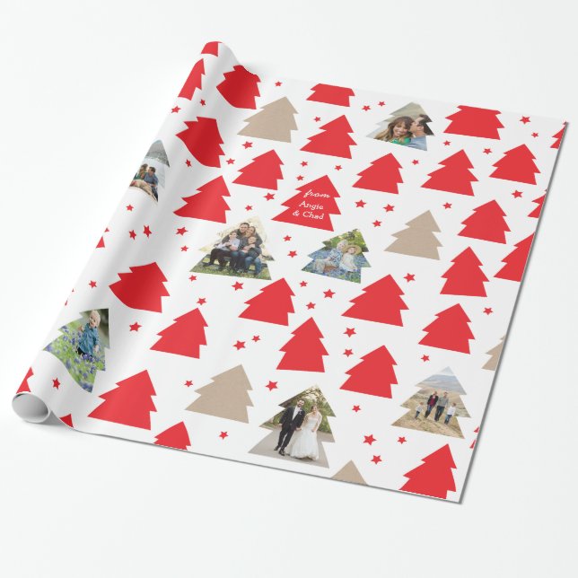 Little Christmas Trees Custom Photo Gift Wrap (Unrolled)