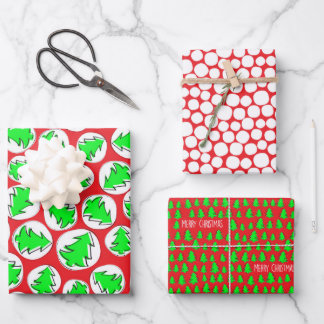 LITTLE CHRISTMAS TREES WRAPPING PAPER SHEET