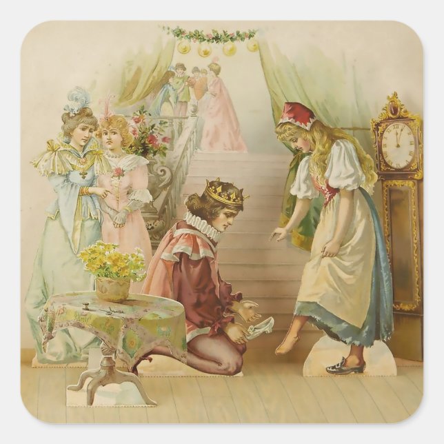 “Little Cinders” Fairy Art by E S Hardy Square Sticker (Front)