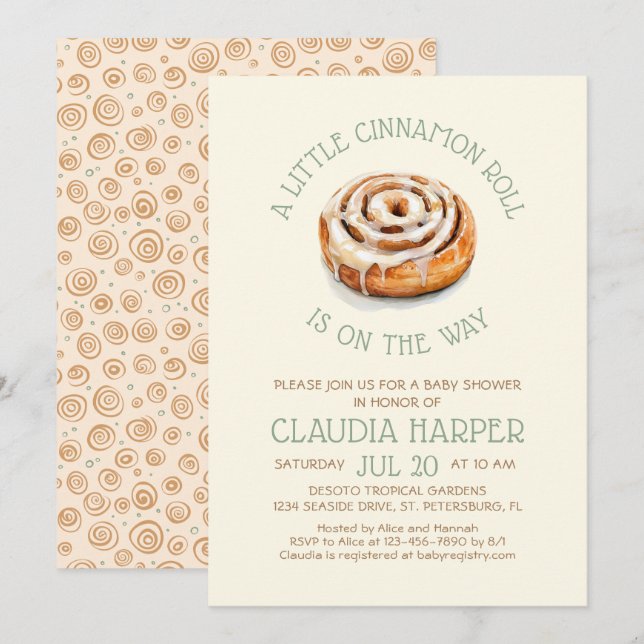 Little Cinnamon Roll Baby Shower Invitation (Front/Back)