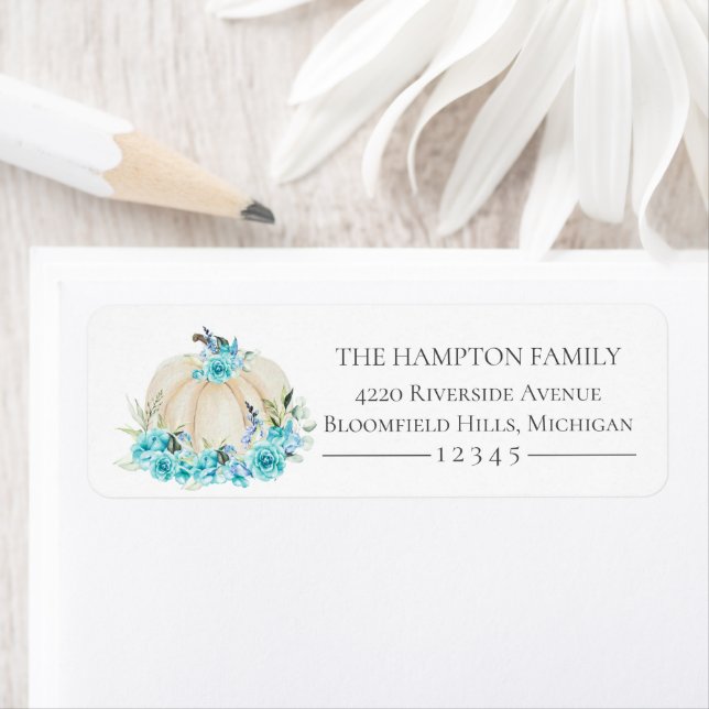 Little Citrouille Turquoise Floral Adresse de reto (En situation)