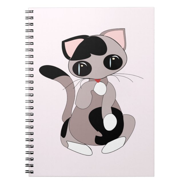 Little Cleaning Cat Pink Notebook - Your Colours (Front)