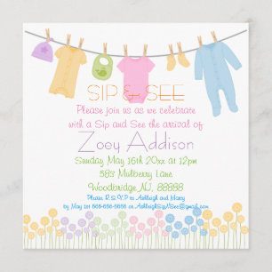 Little Clothes Sip and See Invitation