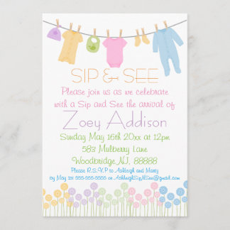 Little Clothes Sip and See Invitation