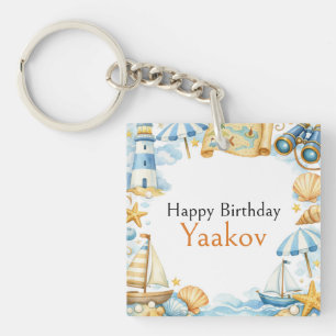 Little Coastal Explorer 4th Birthday For Boy Keychain