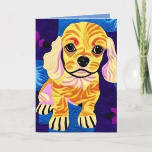 Little Cocker Spaniel Puppy Quilt Like Design Thank You Card