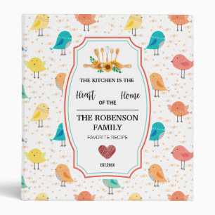 Little Colourful Birds Kitchen Family Cookbook  Binder