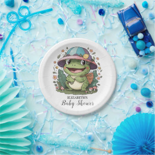 Little Colourful Frog Baby Shower Paper Plate