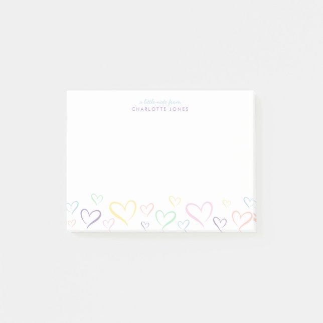 Little Colourful Heart with Kids Name Post-It Note (Front)