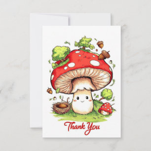 Little Colourful Mushroom Thank You Card 