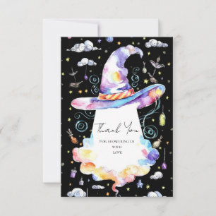 Little Colourful Wizard Hat Baby Shower Thank You Card