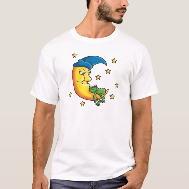 little comic frog sleeping on the moon T-Shirt (Front)