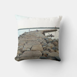 Little Compton, RI - Sakonnet Point breakwater Throw Pillow