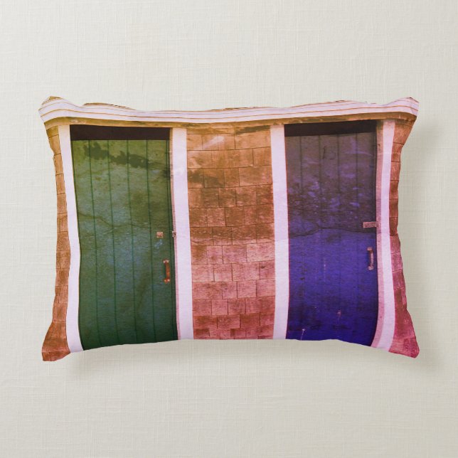 Little Compton, RI Summer Beach Cabanas (LC) Accent Pillow (Front)