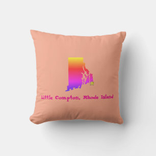 Little Compton, RI Zip Code - 02837 Pride Rainbow Throw Pillow