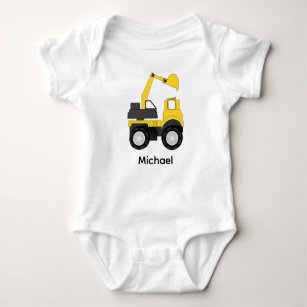 Little Construction Digger Personalised Baby Bodysuit