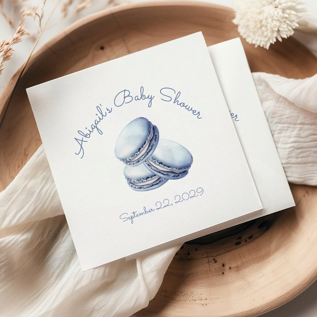 Little Cookie Blue French Macarons Boy Baby Shower Napkin (Creator Uploaded)
