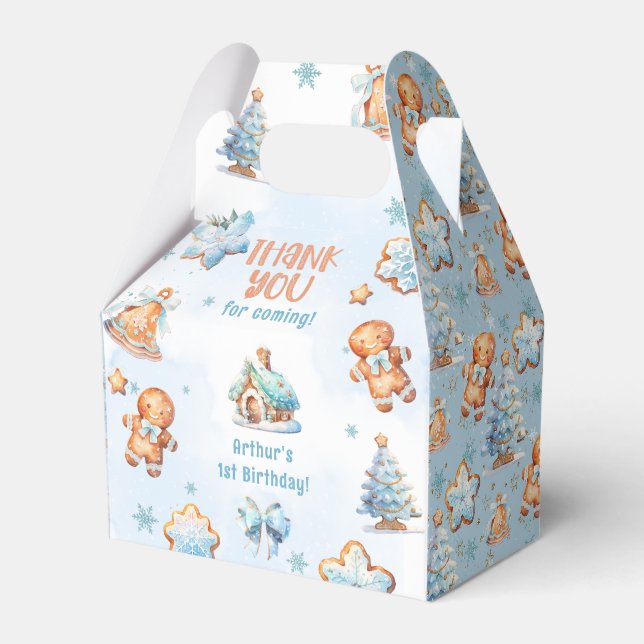 Little Cookie Boy Christmas 1st birthday Thank you Favor Box (Front Side)