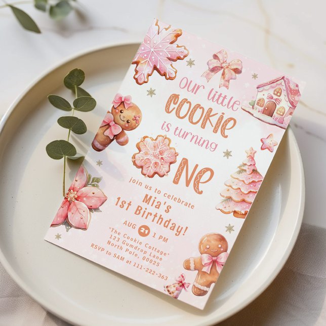 Little Cookie Christmas 1st birthday Invitation (Creator Uploaded)