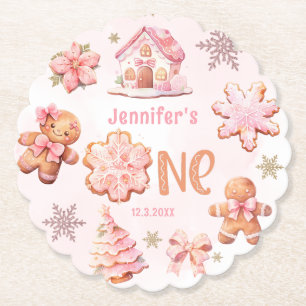 Little Cookie Christmas 1st Birthday Paper Coaster