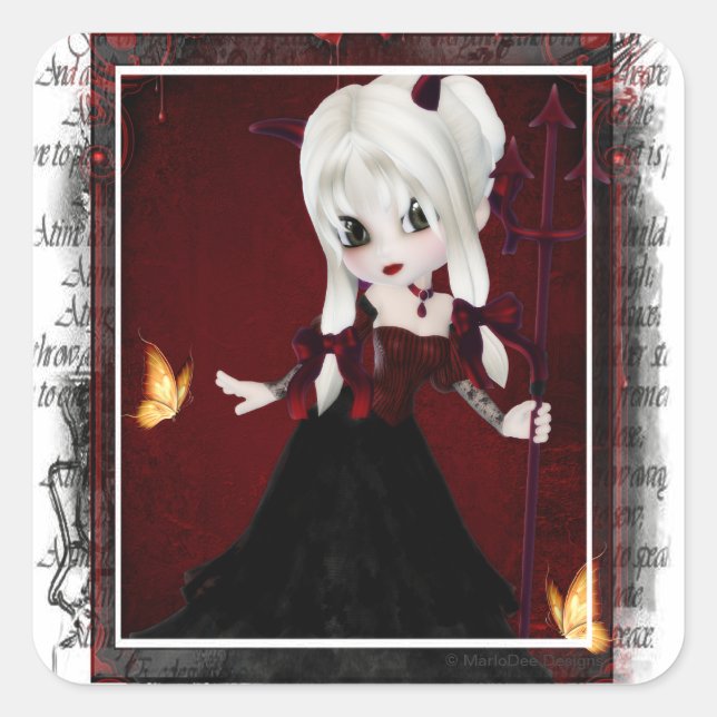 Little Cookie Devil Girl Design 2 Stickers (Front)