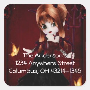 Little Cookie Devil Girl Design 3 Square Sticker