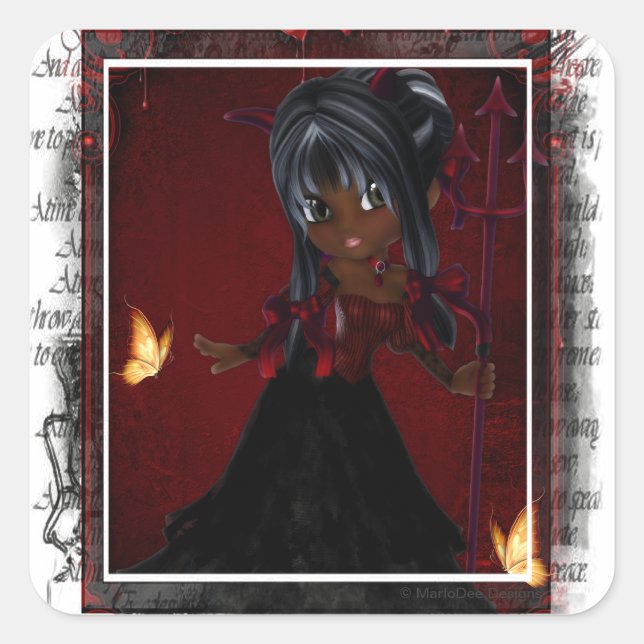 Little Cookie Devil Girl Design 4 Stickers (Front)