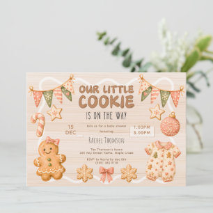 Little Cookie on the way Festive Girl Baby Shower Invitation