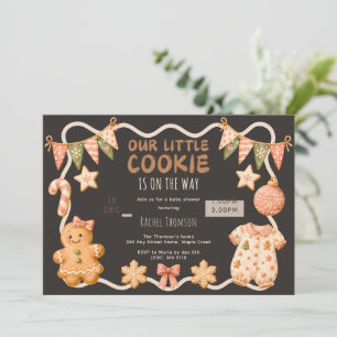 Little Cookie on the way Festive Girl Baby Shower Invitation