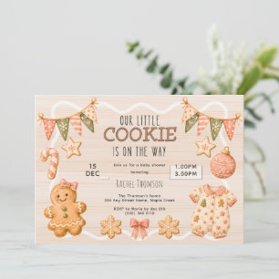 Little Cookie on the way Festive Girl Baby Shower Invitation