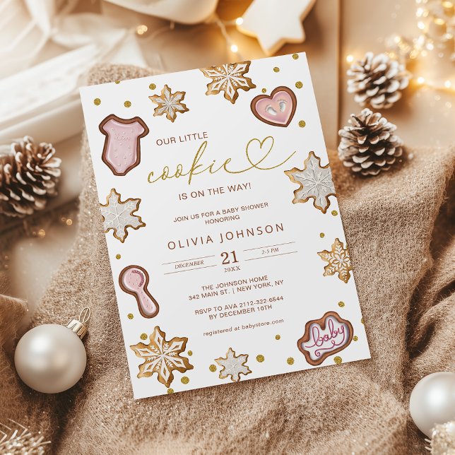 Little Cookie Pink Baby Shower Gingerbread Winter Invitation (Creator Uploaded)