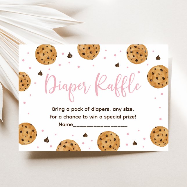 Little Cookie Pink Girl Baby Shower Diaper Raffle Enclosure Card (Creator Uploaded)