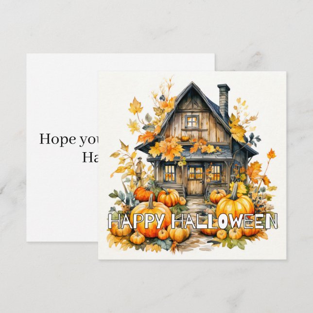 Little Cottage In Autumn Halloween                Card (Front/Back)
