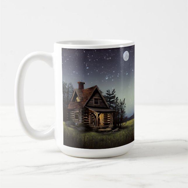 Little Cottage In The Moonlight Coffee Mug (Left)