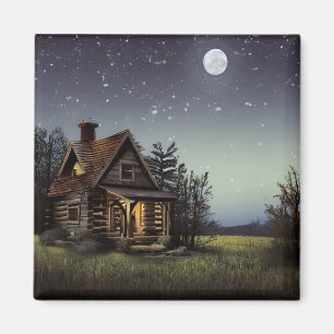 Little Cottage In the Moonlight Magnet